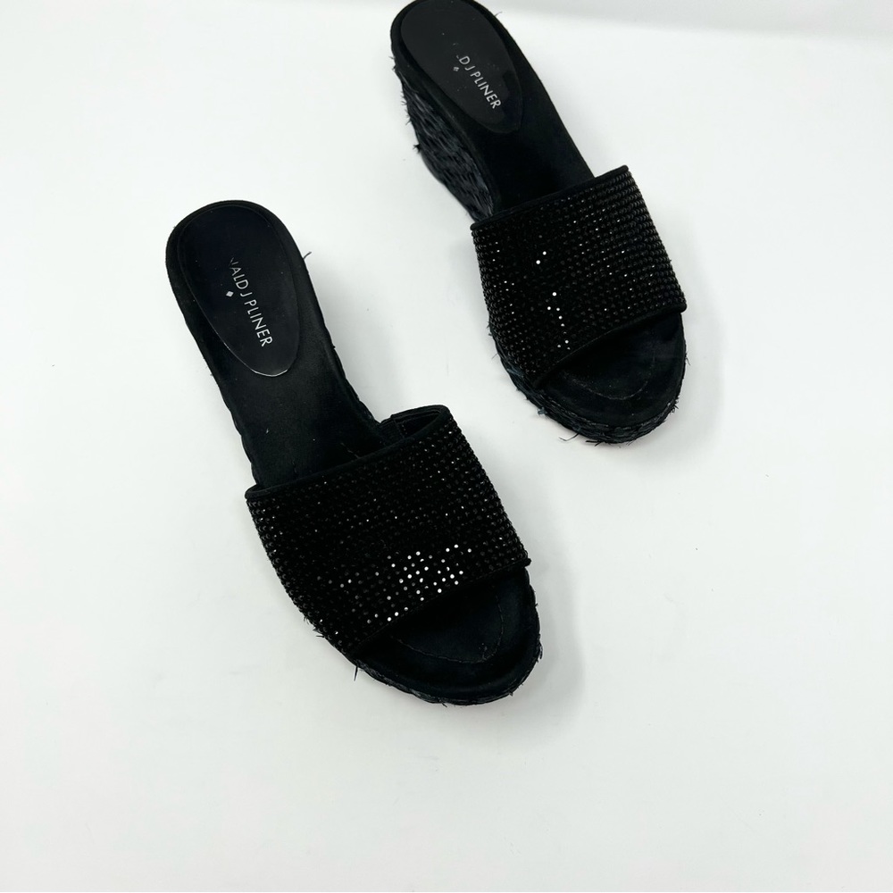 Donald J Pliner 'Frida' Platform Wedge Sandals black sparkle size 7